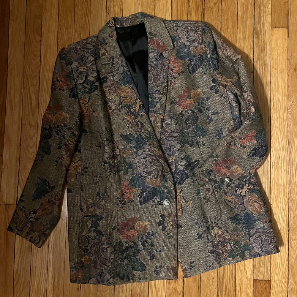 VINTAGE | Floral Tapestry Blazer, Lined